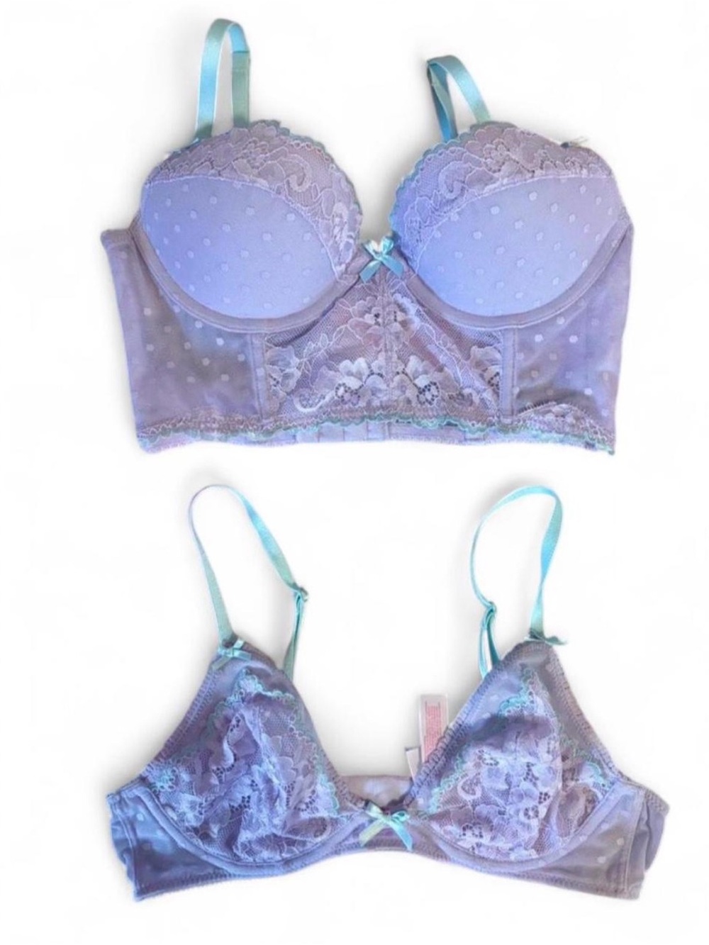 Victoria’s Secret Y2K Lavender Lace Bra + Bralette Bundle 32C 34B